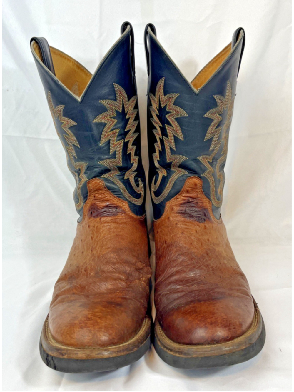 VTG Justin 5016 Men’s Ostrich Cowboy Boots 10.5 D Cognac Tekno Crepe Western USA